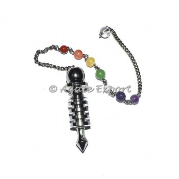 Small Bullet Point Black Metal Pendulums with Chakra Chain