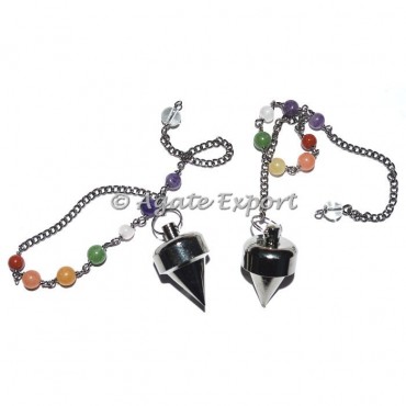 Twisted Black Metal Pendulums with Chakra Chain