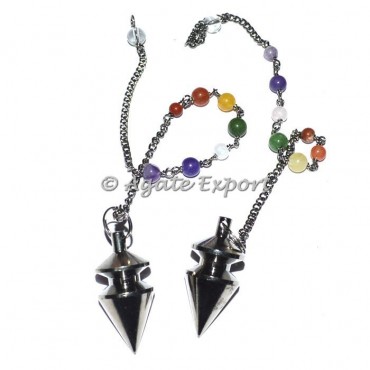 Big Spiral Black Metal Pendulums with Chakra Chain