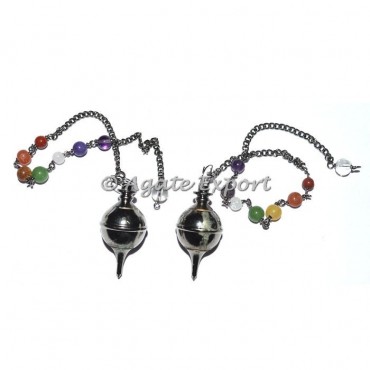 Small Spiral Black Metal Pendulums with Chakra Chain