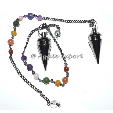 Drop Black Metal Pendulums with Chakra Chain