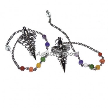 Karnak Black Metal Pendulums with Chakra Chain