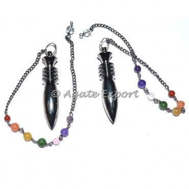 Long Isis Black Metal Pendulums with Chakra Chain