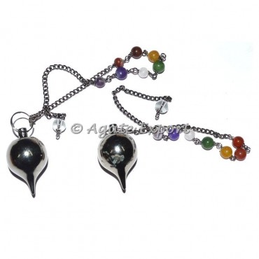 Cone Shape Black Metal Pendulums with Chakra Chain