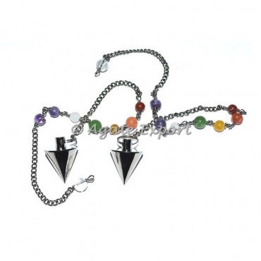 Chakra Chain with Cone Black Metal Pendulums