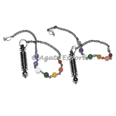 Chakra chain with Twisted Black Metal Pendulums
