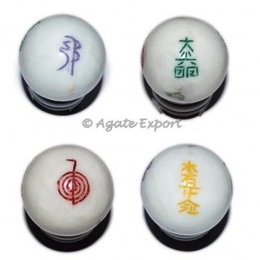 White Agate Colorful Reiki Stone set