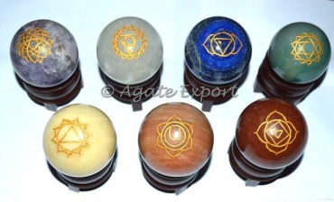 Seven Chakra Ball Set With Stand