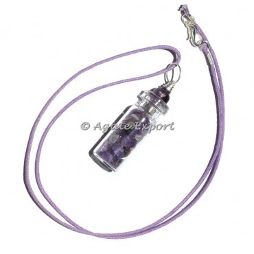 Amethyst Quartz Chips Bottle Pendant