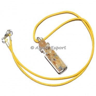 Golden Quartz Bottle Pendant With Chips