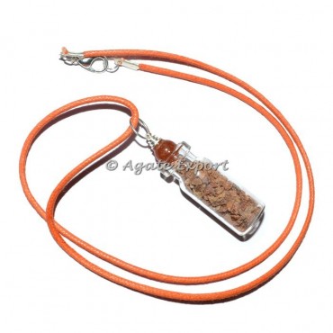 Peach Aventurine Bottle Pendant With Chips