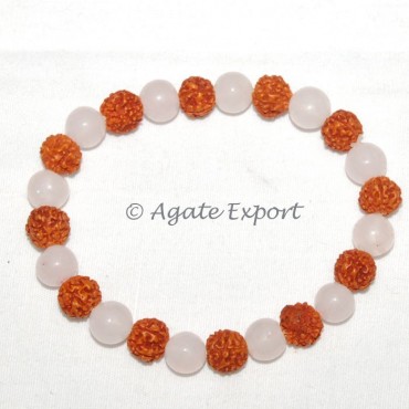 Rose Quartz - Rudraksha Bracelets