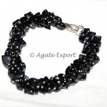 Black Agate Chips Bracelets
