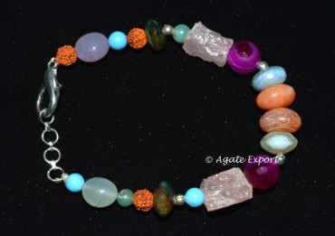 Mix Gemstone With Rose And Rudraksha Bracelets