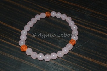 Rose Quartz Bracelets with Rudraksha