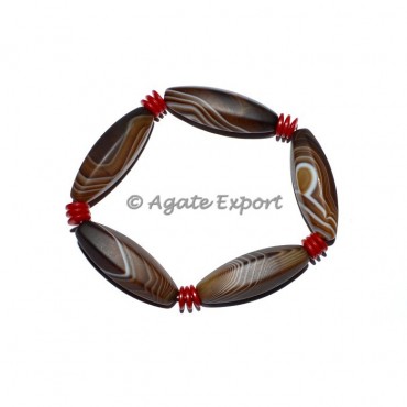 Thrid Eyen Banded Agate Faceted Pipe Bracelets