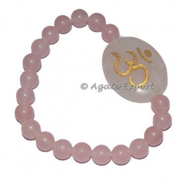Rose Quartz Om Engraved Bracelets