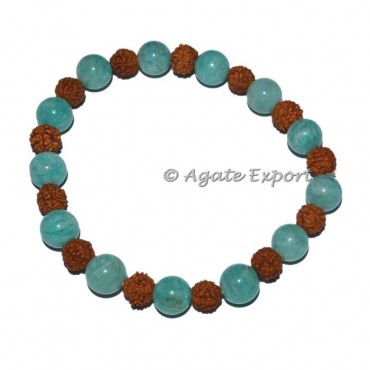 Amazonite With Rudraksha Bracelet