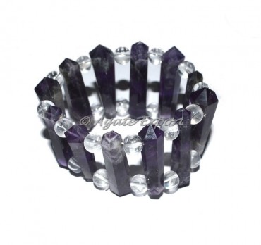Amethyst Points With Crystal Quartz Bracelet