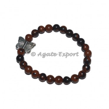 Mahogany Obsidian Bracelets with Butterfly Charm