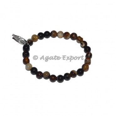 Black Onyx Banded Bracelets with Owl Charm