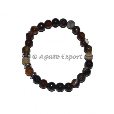 Black Onyx Banded Bracelets with Round Charm