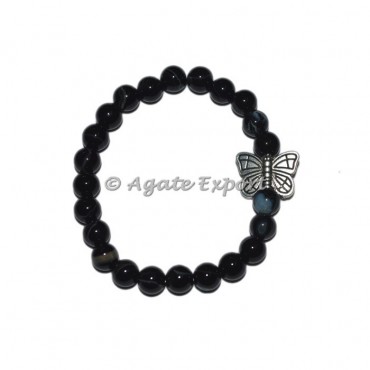 Black Onyx Bracelets with Butterfly Charm
