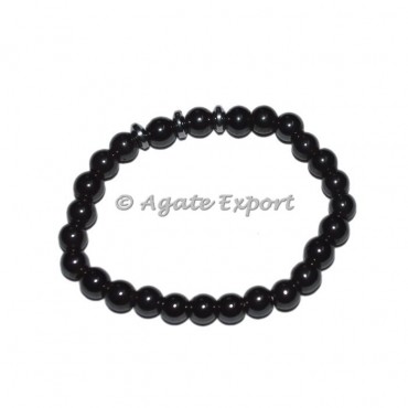 Pure Black Onyx Bracelets with Round Charm