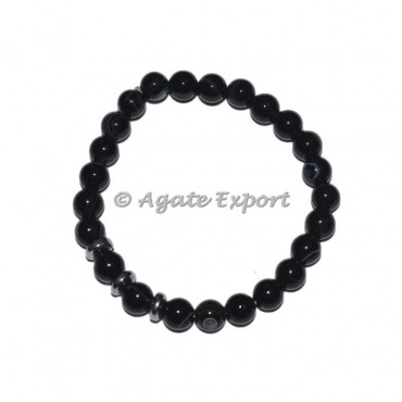 Black Onyx Bracelets with Round Charm