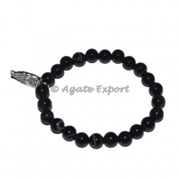 Black Onyx Bracelets with Owl Charm