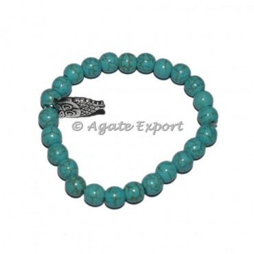 Synthetic Turquoise Bracelets with Owl Charm