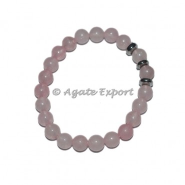Rose Quartz Bracelets with Round Charm