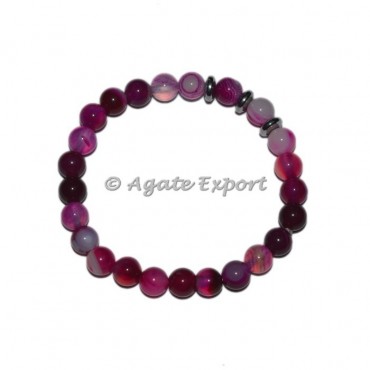 Pink Onyx Bracelets with Round Charm