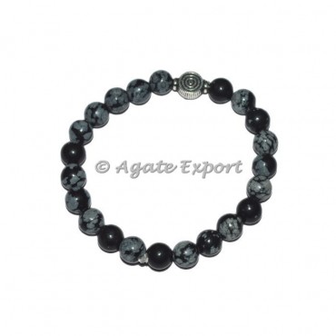Snowflake Obsidian Bracelets with Choko Reiki Charm