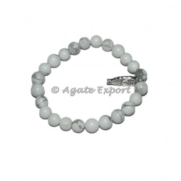 White Howlite Bracelets with Owl Charm
