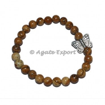 Picture Jasper Bracelets with  Butterfly Charm