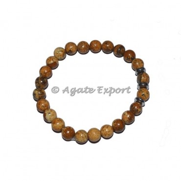 Picture Jasper Bracelets with Round Charm