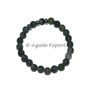 Green Moss Agate Bracelets with Round Charm