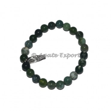 Green Moss Agate Bracelets with Owl Charm