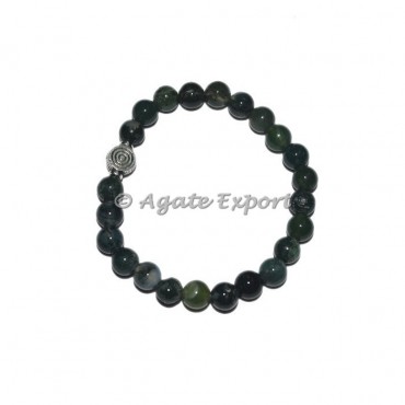 Green Moss Agate Bracelets with ChokoReiki Charm