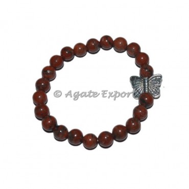 Red Jasper Bracelets with Butterfly Charm