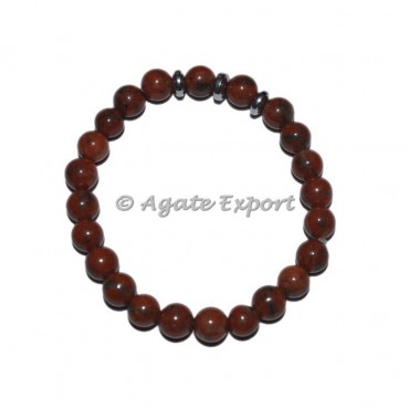 Red Jasper Bracelets with Round Charm
