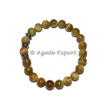 Lemon Tiger Eye Bracelets with Round Charm