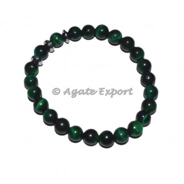 Green Tiger Eye Bracelets with Round Charm