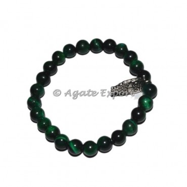 Green Tiger Eye Bracelets with Owl Charm