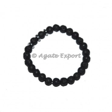 Black Lava Stone Bracelets with Round Charm