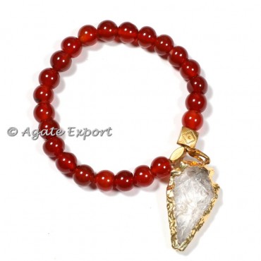 Carnelian Bracelets with Crystal Arrowheads