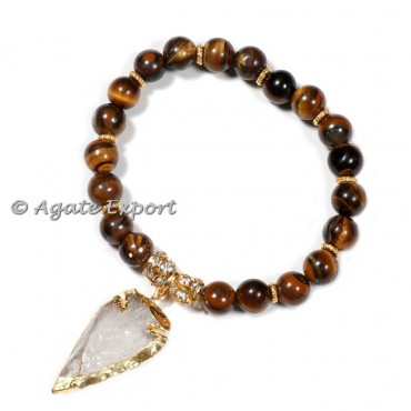 Tiger Eye Bracelets with Crystal Arrow