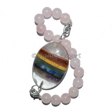 Chakra Oval Bracelets with Rose Quartz