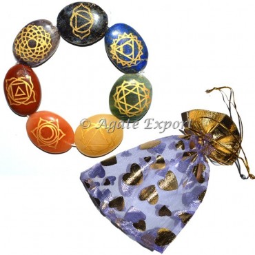 Engraved Seven Chakra Oval Bracelet